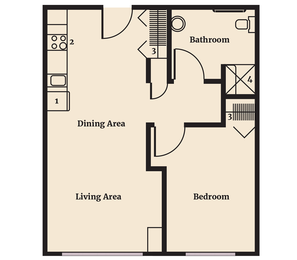 Mount Royal Pines III one bedroom queen floor plan